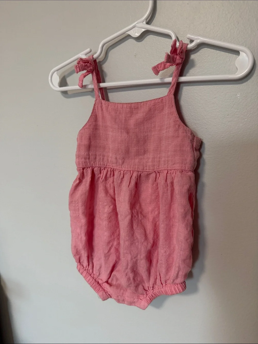 Old Navy Pink Tie-Shoulder Baby Romper